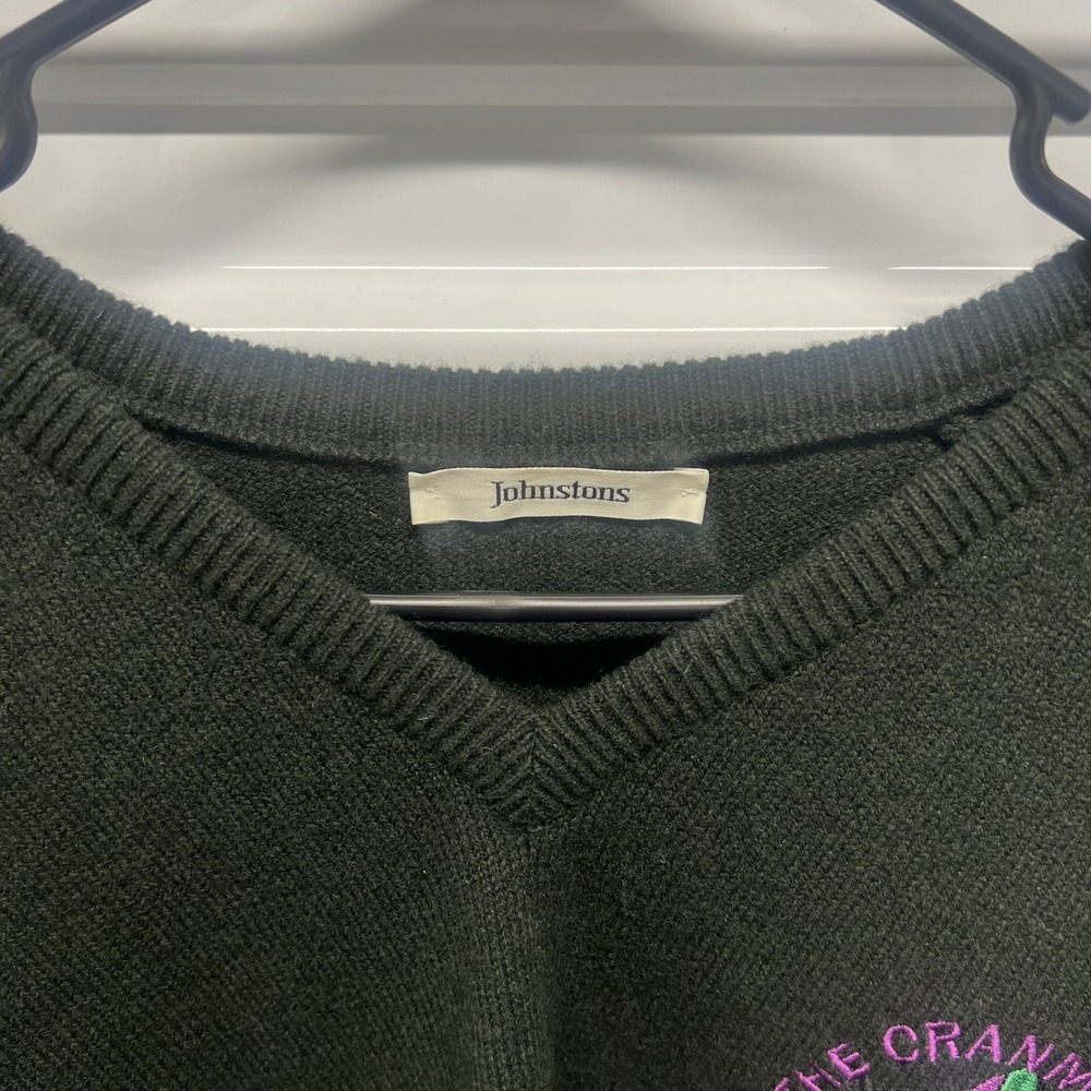 Johnstons Mens V-Neck Sweater Size 48 Pure New Wool Green Scotland Golf Vintage - Picture 3 of 8